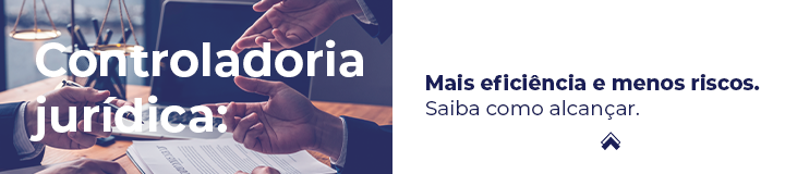 Banner sobre os benefícios da controladoria jurídica destacando eficiência e redução de riscos